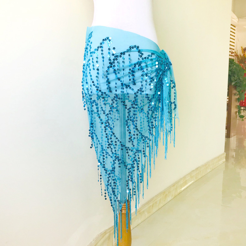 Pojas za belly dance s iskričavim resicama i trokuti šalom, hip pojas za izvedbu, duljina 120 cm
