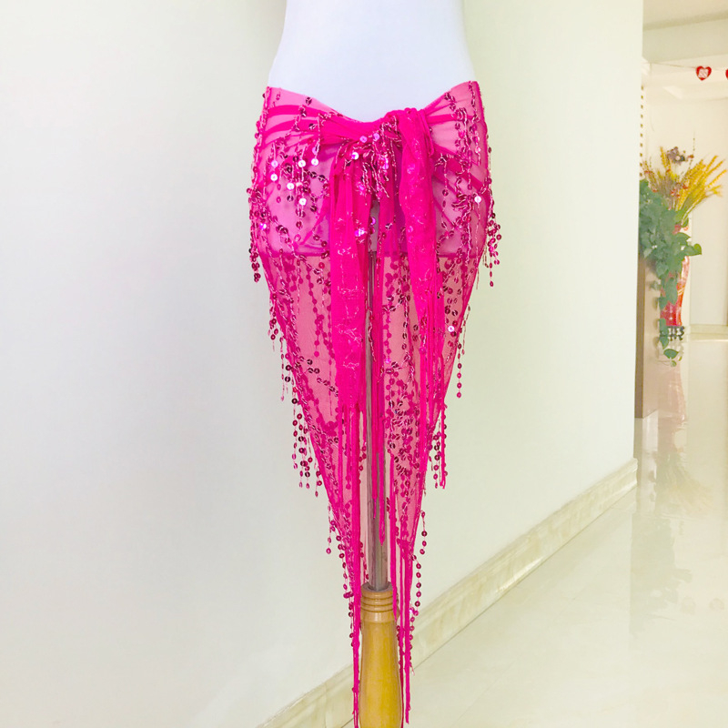 Pojas za belly dance s iskričavim resicama i trokuti šalom, hip pojas za izvedbu, duljina 120 cm