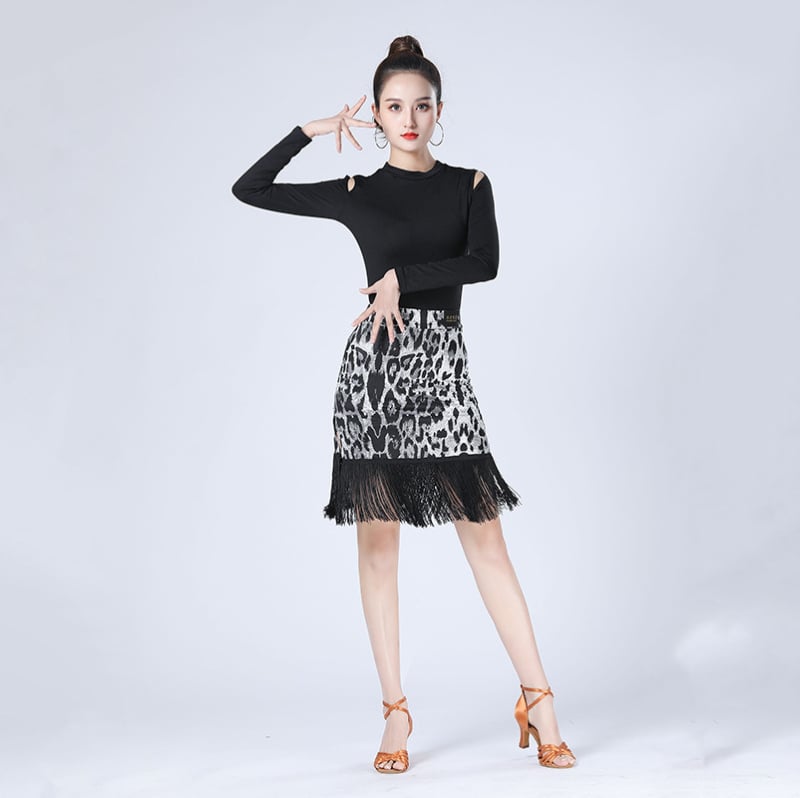 Latino plesna haljina s resicama i podijeljenom suknjom, za odrasle žene, Milk Silk tkanina, 80% Spandeks, pogodno za belly dance, Latin Dance, ballroom i folklorne plesove