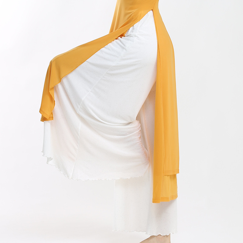 Ženski kostim za moderan ples — jednobojna mrežasta tkanina, podstava 95% spandex, pogodan za belly dance, Hanfu i klasični ples