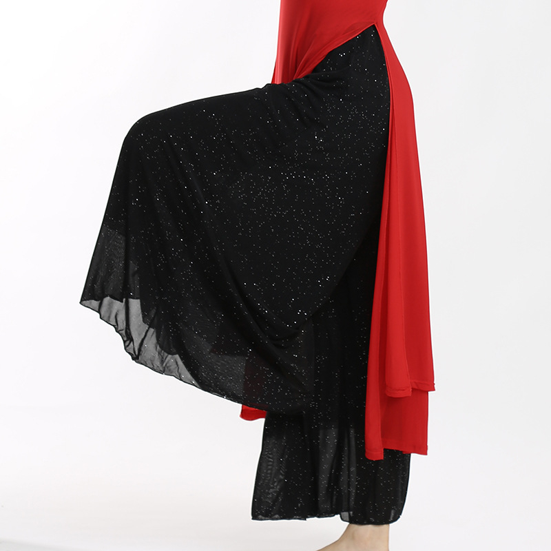 Ženski kostim za moderan ples — jednobojna mrežasta tkanina, podstava 95% spandex, pogodan za belly dance, Hanfu i klasični ples