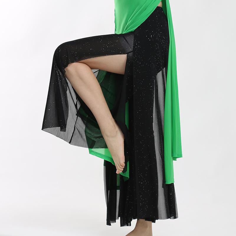 Ženski kostim za moderan ples — jednobojna mrežasta tkanina, podstava 95% spandex, pogodan za belly dance, Hanfu i klasični ples