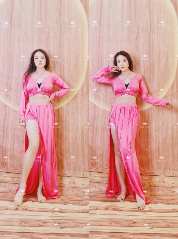 Set de practică Belly dance cu fustă lungă şi panglici — Toamna 2025, poliester, compoziție principală 30-50%, stil elegant, cusut