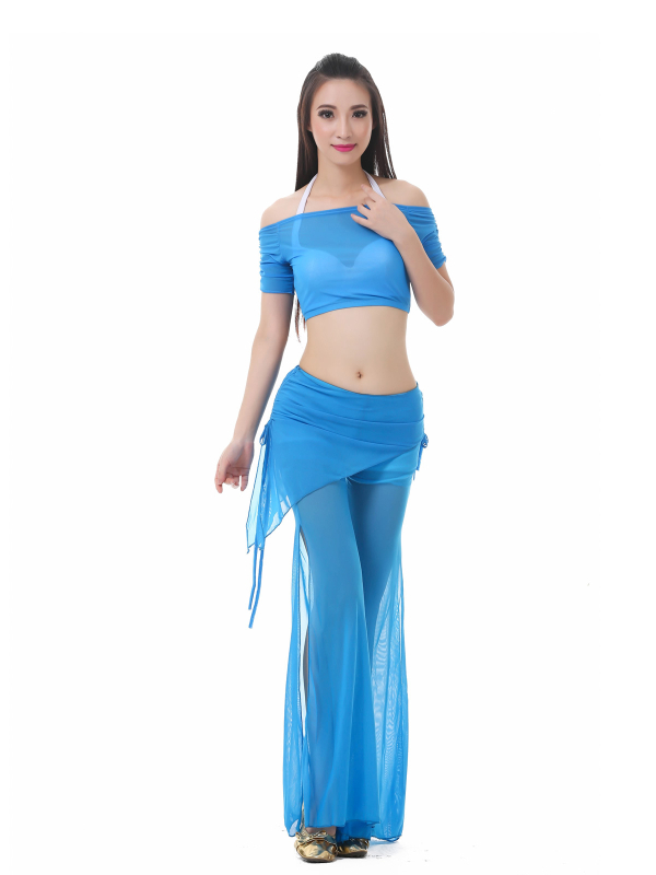 Set za belly dance od tkanine Water Yarn, top i suknja s pojasom – ljetni trening outfit