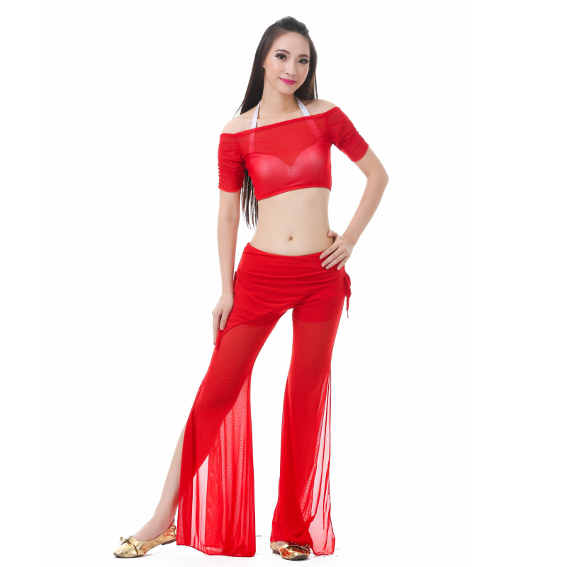 Set za belly dance od tkanine Water Yarn, top i suknja s pojasom – ljetni trening outfit