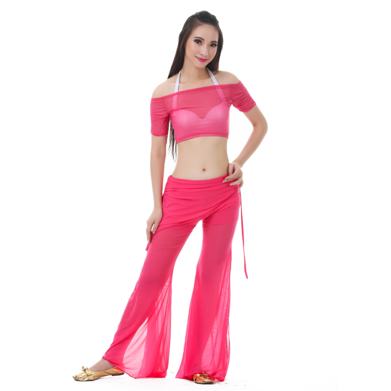Set za belly dance od tkanine Water Yarn, top i suknja s pojasom – ljetni trening outfit