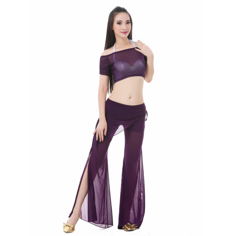 Set za belly dance od tkanine Water Yarn, top i suknja s pojasom – ljetni trening outfit