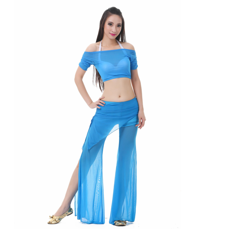 Set za belly dance od tkanine Water Yarn, top i suknja s pojasom – ljetni trening outfit