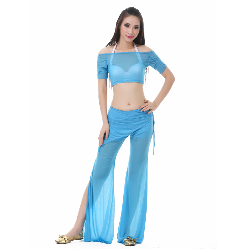 Set za belly dance od tkanine Water Yarn, top i suknja s pojasom – ljetni trening outfit