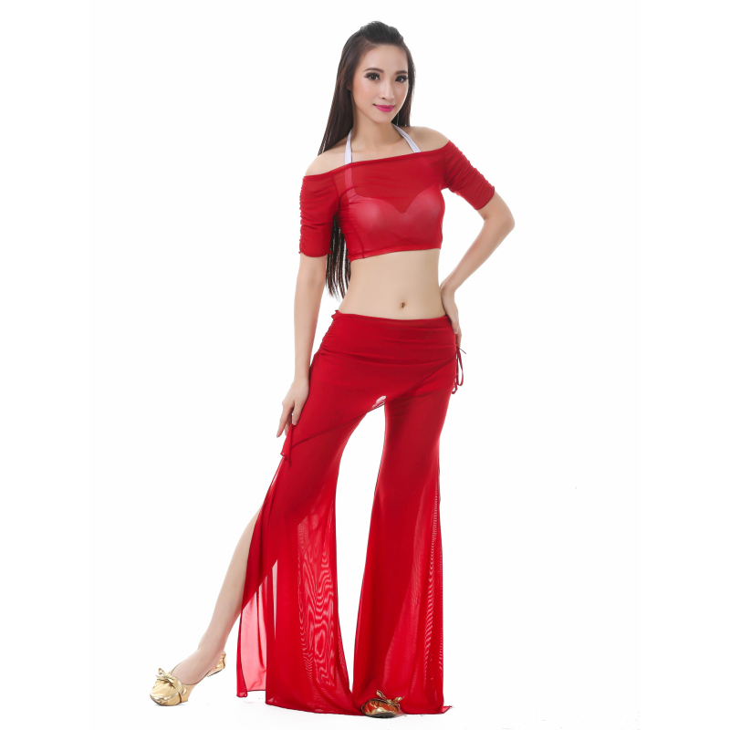 Set za belly dance od tkanine Water Yarn, top i suknja s pojasom – ljetni trening outfit