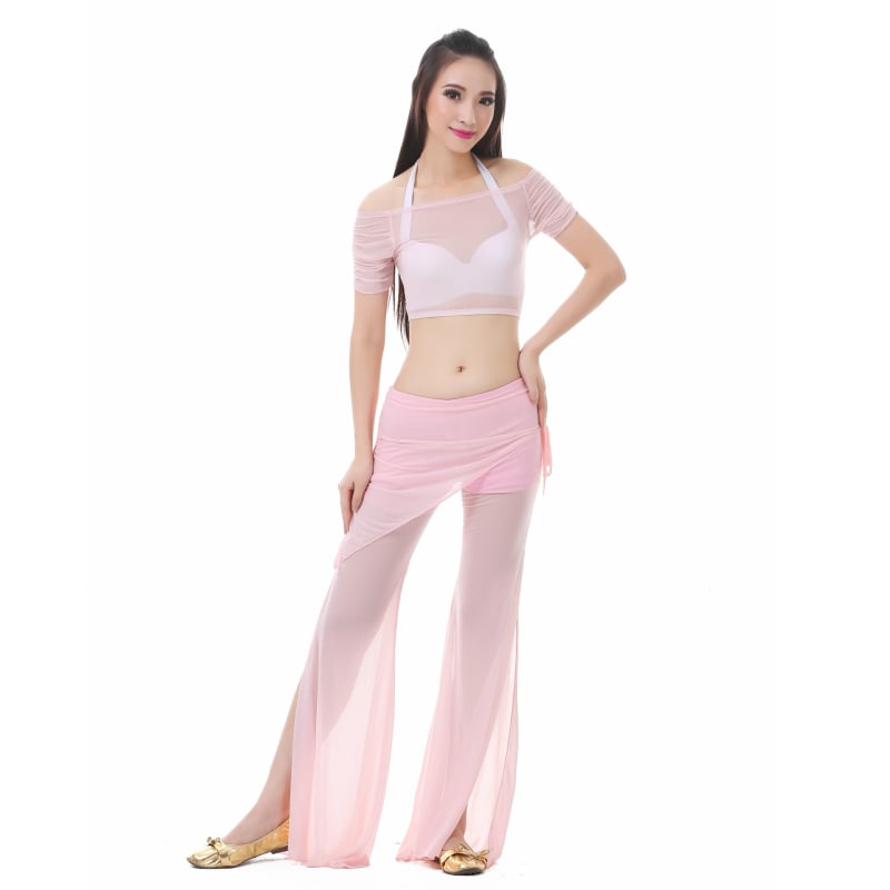 Set za belly dance od tkanine Water Yarn, top i suknja s pojasom – ljetni trening outfit