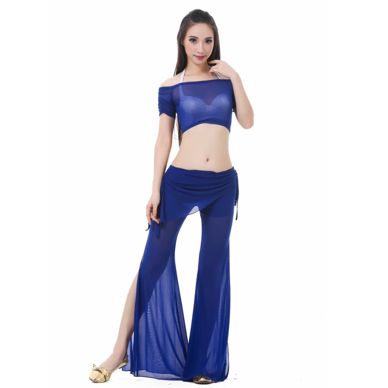 Set za belly dance od tkanine Water Yarn, top i suknja s pojasom – ljetni trening outfit