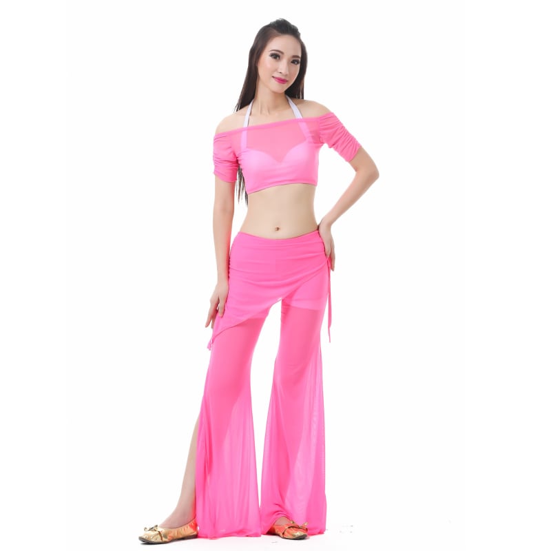 Set za belly dance od tkanine Water Yarn, top i suknja s pojasom – ljetni trening outfit