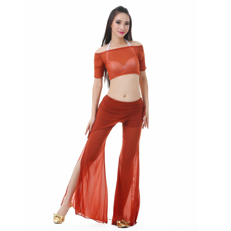 Set za belly dance od tkanine Water Yarn, top i suknja s pojasom – ljetni trening outfit