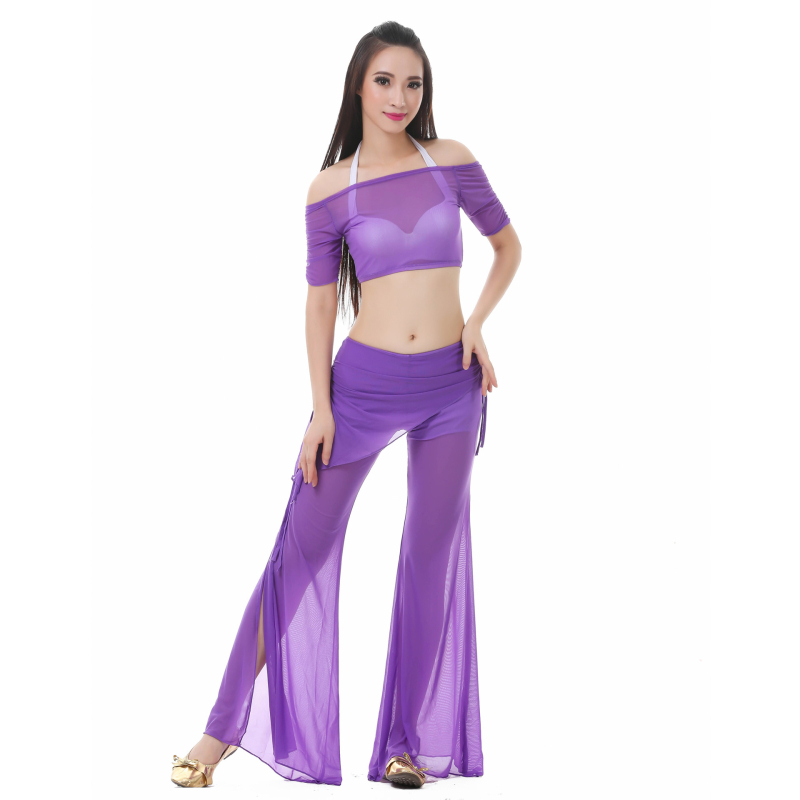 Set za belly dance od tkanine Water Yarn, top i suknja s pojasom – ljetni trening outfit