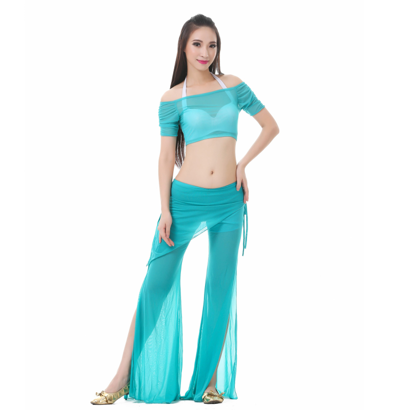 Set za belly dance od tkanine Water Yarn, top i suknja s pojasom – ljetni trening outfit