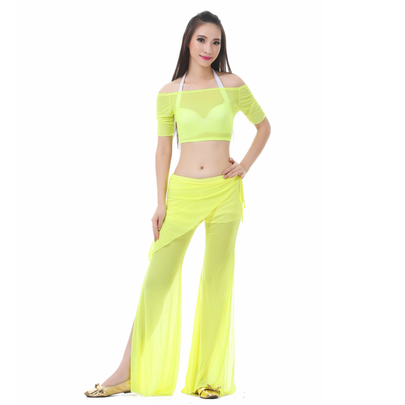 Set za belly dance od tkanine Water Yarn, top i suknja s pojasom – ljetni trening outfit