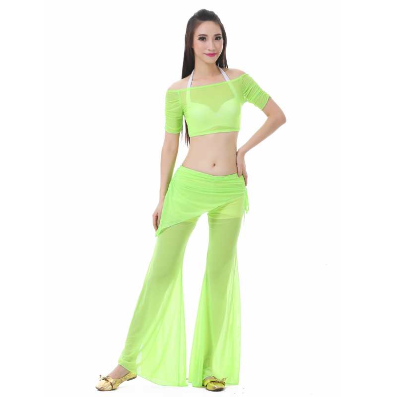 Set za belly dance od tkanine Water Yarn, top i suknja s pojasom – ljetni trening outfit