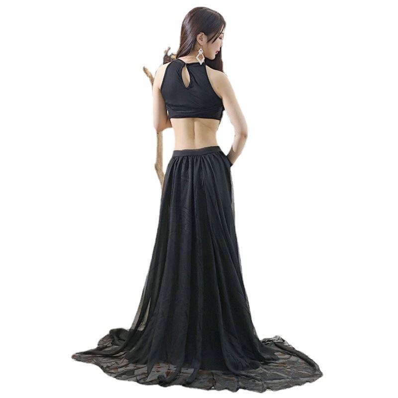 Set za belly dance za vježbanje s gazom suknjom, Modal 80% + Pamuk 20%, za žene, ljeto 2022