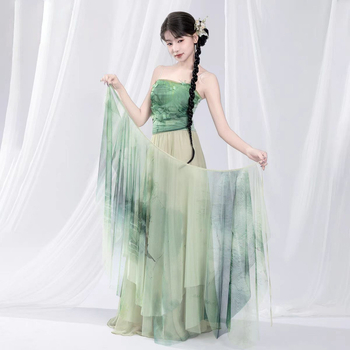 Costum de dans pentru belly dance masculin – chiffon/poliester, print etnic gradient, 95% poliester, vară 2022