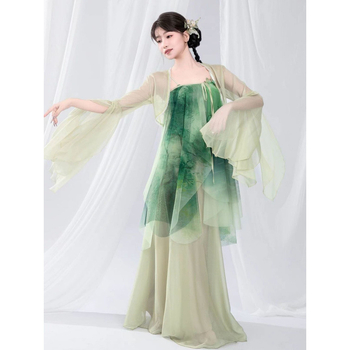 Costum de dans pentru belly dance masculin – chiffon/poliester, print etnic gradient, 95% poliester, vară 2022