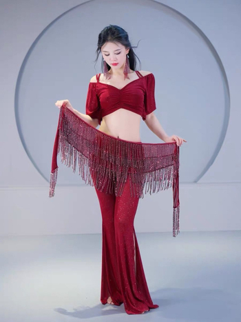 Îmbrăcăminte pentru Belly Dance pentru antrenament, primăvara 2025, țesătură Tr fabric, țesătură principală PVC, conținut ≤30%, stil chinezesc