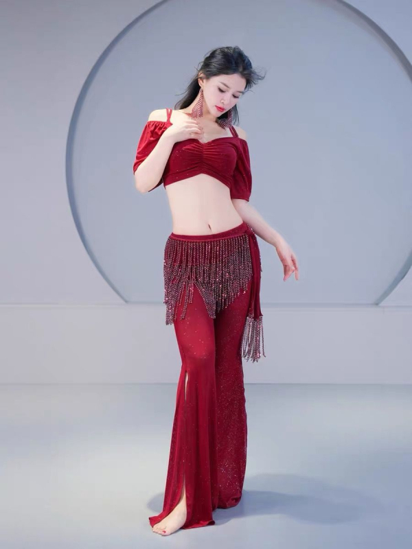 Îmbrăcăminte pentru Belly Dance pentru antrenament, primăvara 2025, țesătură Tr fabric, țesătură principală PVC, conținut ≤30%, stil chinezesc