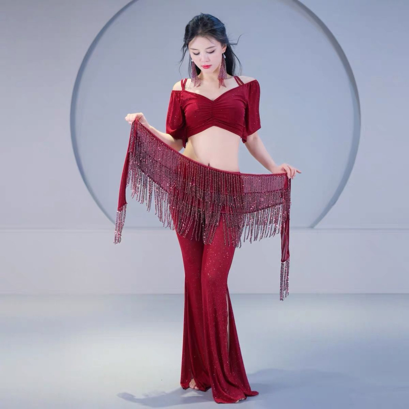 Îmbrăcăminte pentru Belly Dance pentru antrenament, primăvara 2025, țesătură Tr fabric, țesătură principală PVC, conținut ≤30%, stil chinezesc