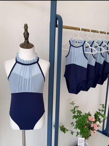Dječji baletni leotard za vježbanje s visećim vratom i stojećim ovratnikom