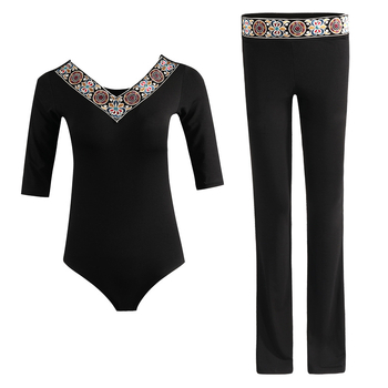 Costum de dans pentru femei, croială Slim, cusături etnice, Material Modal 80%, potrivit pentru show și repetiții de dans