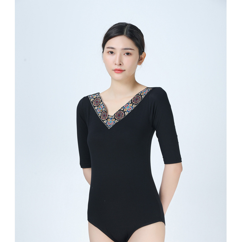 Costum de dans pentru femei, croială Slim, cusături etnice, Material Modal 80%, potrivit pentru show și repetiții de dans