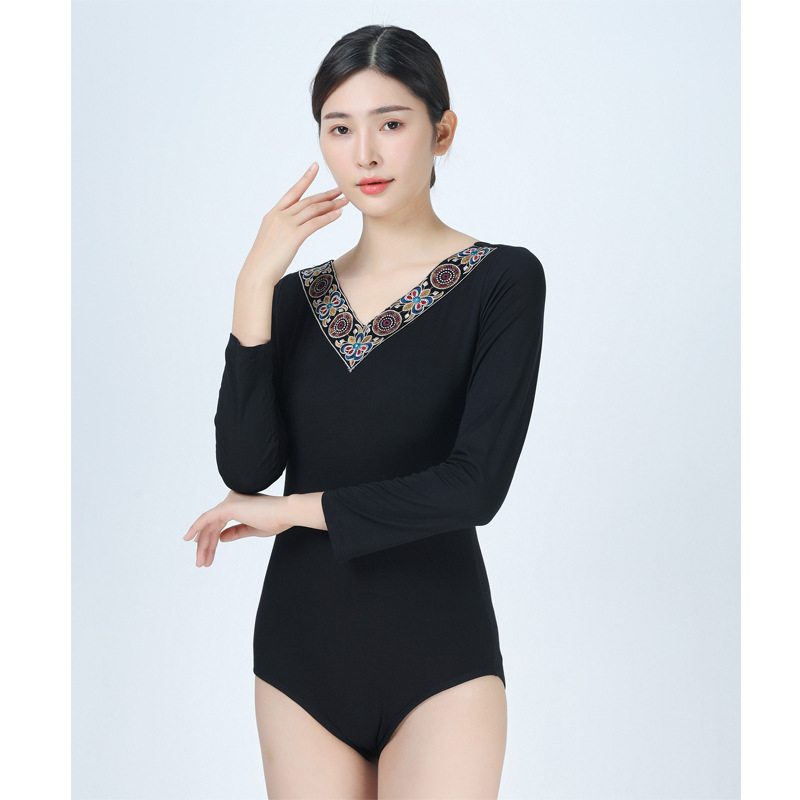 Costum de dans pentru femei, croială Slim, cusături etnice, Material Modal 80%, potrivit pentru show și repetiții de dans