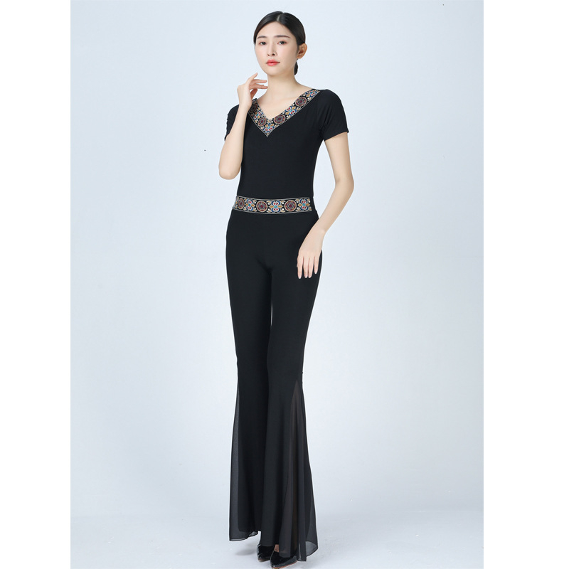 Costum de dans pentru femei, croială Slim, cusături etnice, Material Modal 80%, potrivit pentru show și repetiții de dans