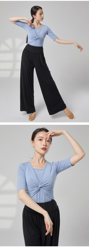 Женски комплект за модерен танц – топ с дълъг ръкав със slim-fit кройка и панталони, Modal плат с памучна подплата (50% памук)