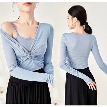 Женски комплект за модерен танц – топ с дълъг ръкав със slim-fit кройка и панталони, Modal плат с памучна подплата (50% памук)