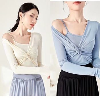 Женски комплект за модерен танц – топ с дълъг ръкав със slim-fit кройка и панталони, Modal плат с памучна подплата (50% памук)