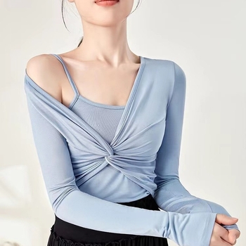 Женски комплект за модерен танц – топ с дълъг ръкав със slim-fit кройка и панталони, Modal плат с памучна подплата (50% памук)