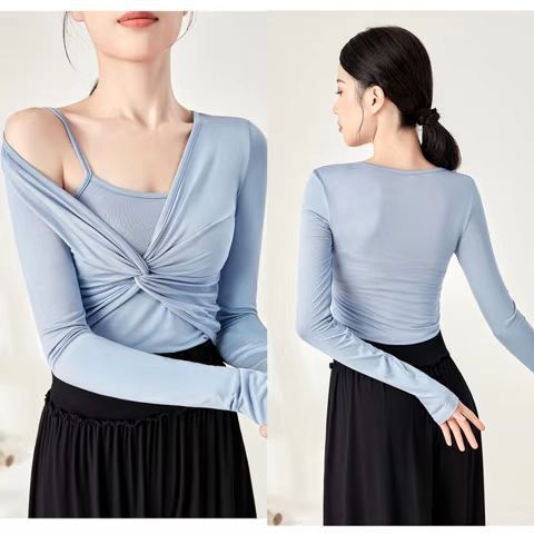 Женски комплект за модерен танц – топ с дълъг ръкав със slim-fit кройка и панталони, Modal плат с памучна подплата (50% памук)