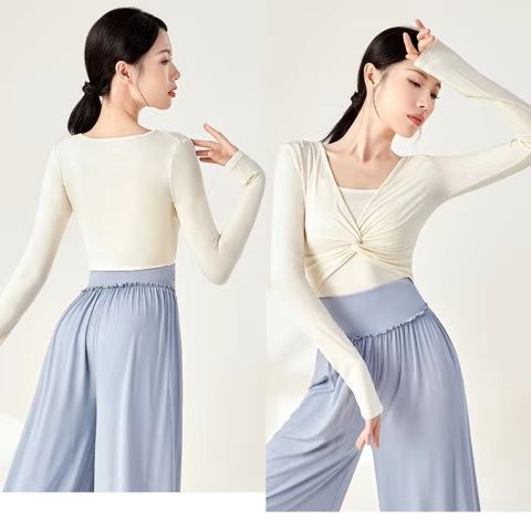 Женски комплект за модерен танц – топ с дълъг ръкав със slim-fit кройка и панталони, Modal плат с памучна подплата (50% памук)