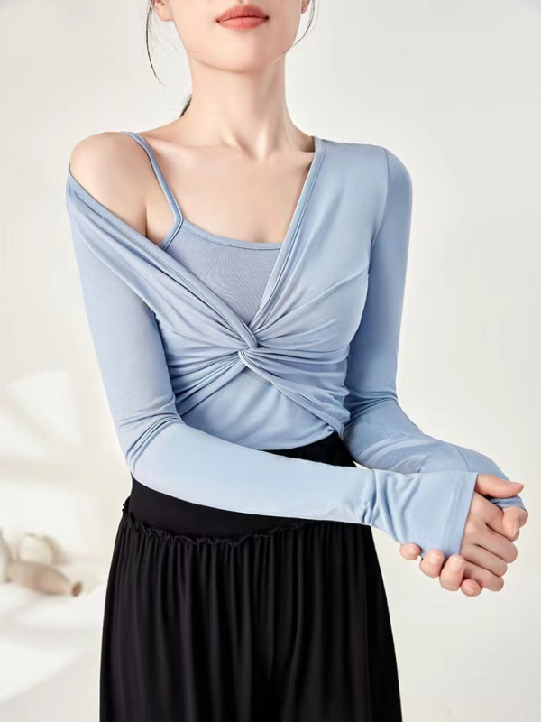 Женски комплект за модерен танц – топ с дълъг ръкав със slim-fit кройка и панталони, Modal плат с памучна подплата (50% памук)