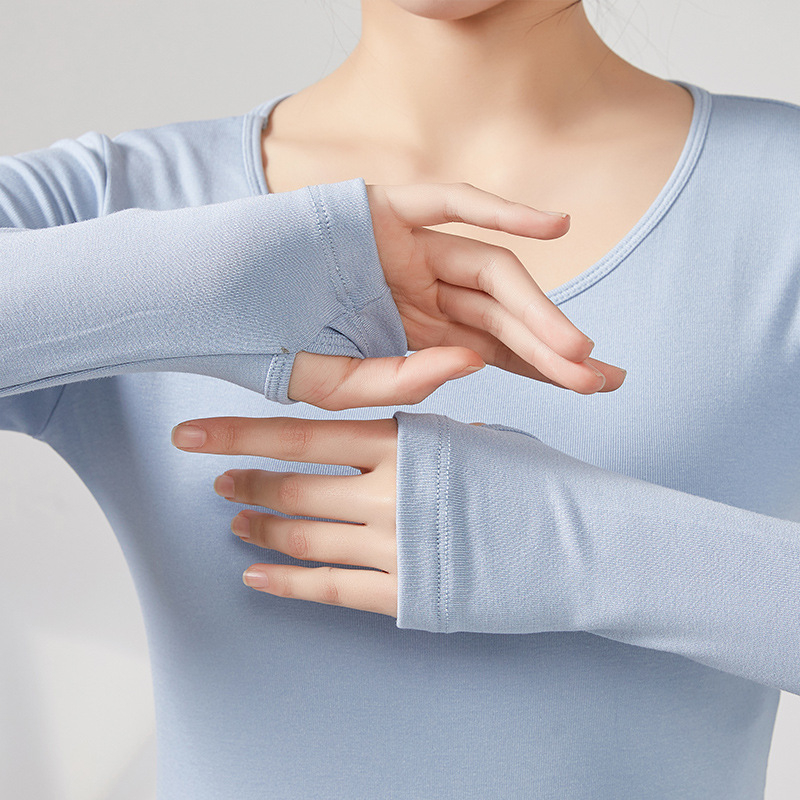 Top pentru dans modern pentru femei, căptușit cu fleece, mâneci lungi, țesătură din viscoză cu căptușeală de bumbac, potrivit pentru iarnă, toamnă și primăvară