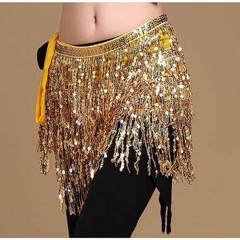Pojas Belly Dance, lanac sa šljokicama u četiri sloja s resicama, višekružni pojas, za odrasle žene