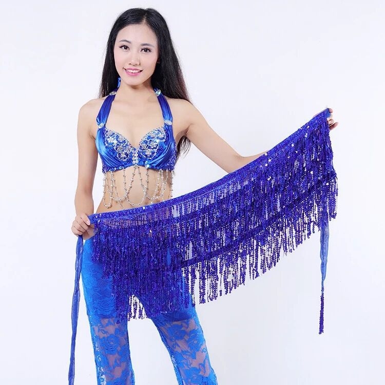 Pojas Belly Dance, lanac sa šljokicama u četiri sloja s resicama, višekružni pojas, za odrasle žene