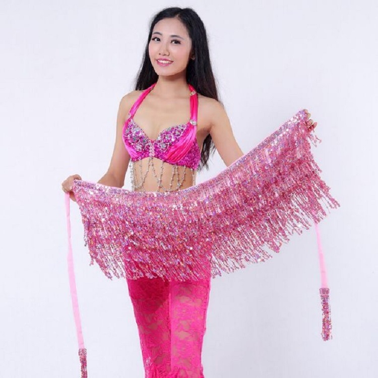 Pojas Belly Dance, lanac sa šljokicama u četiri sloja s resicama, višekružni pojas, za odrasle žene
