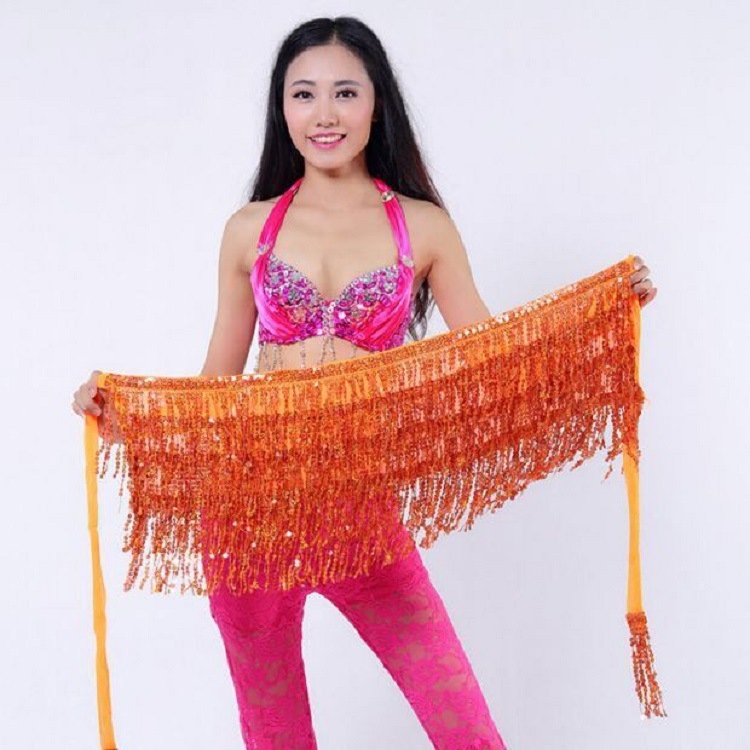 Pojas Belly Dance, lanac sa šljokicama u četiri sloja s resicama, višekružni pojas, za odrasle žene