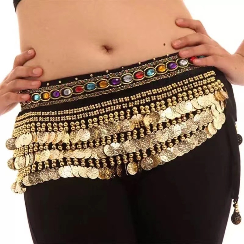 Pojasna veriga za belly dance s dijamantnim ukrasima, metalni materijal, sportski stil, za vježbanje i nastup