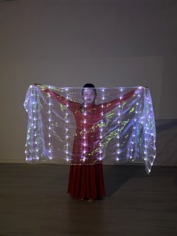 Șal luminos din voal de poliester pentru recuzita de scenă – țesătură mercerizată, dans oriental/belly dance