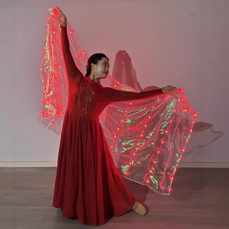 Șal luminos din voal de poliester pentru recuzita de scenă – țesătură mercerizată, dans oriental/belly dance