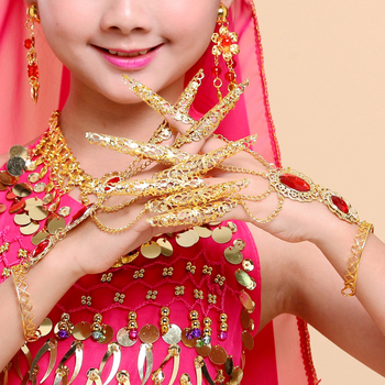 Set noktiju Guanyin za belly dance – metalni nakit za ruku, elektroplatinirani