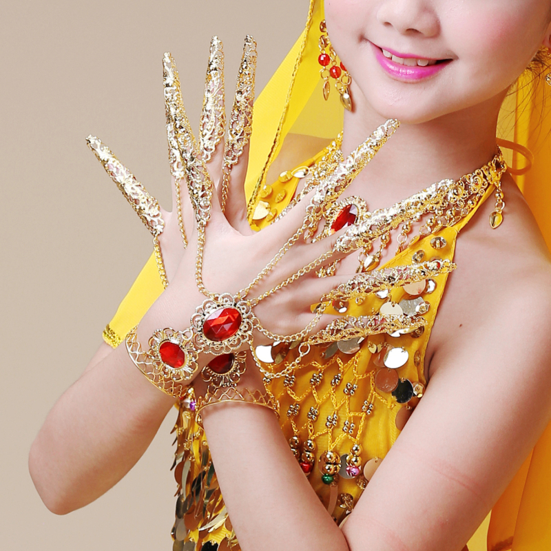 Set noktiju Guanyin za belly dance – metalni nakit za ruku, elektroplatinirani